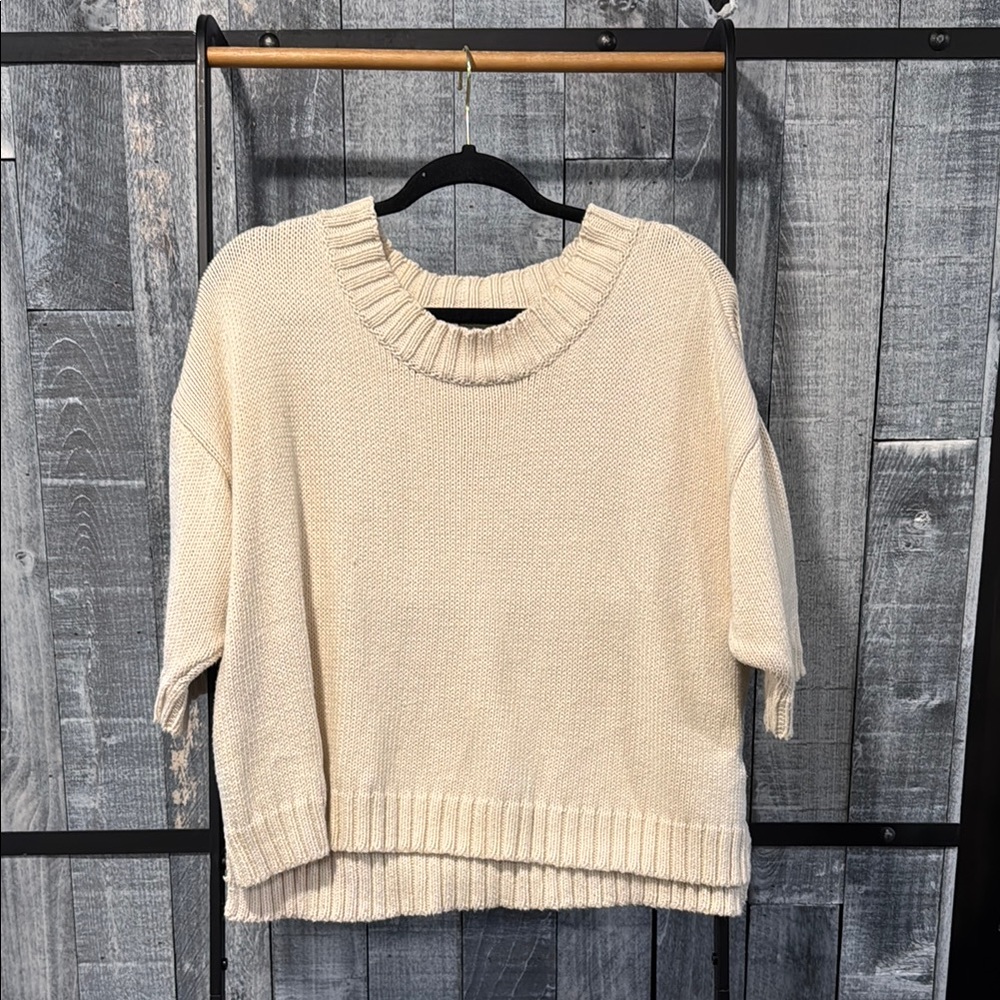 Cream Short Sleeve Sweater